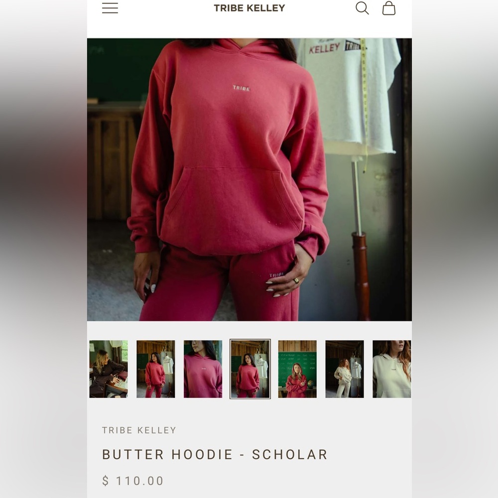Tribe Kelley butter hoodie tailgate red sz L